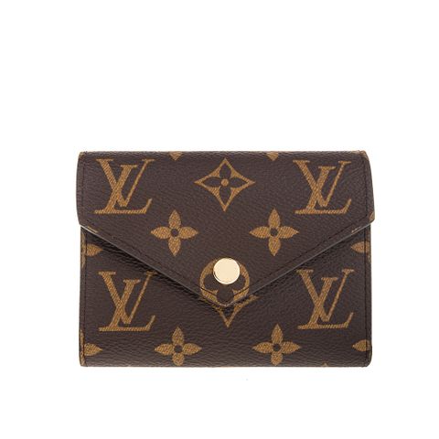 LOUIS VUITTON LV 路易咸登【M62472】Victorine系列經典Monogram帆布金釦三折暗釦短夾 (咖啡)