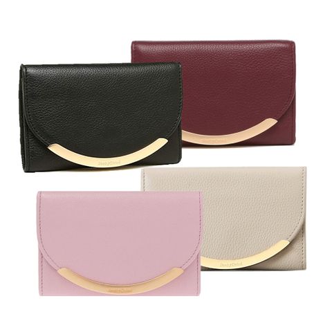 SEE BY CHLOE Lizzie 弧形標誌翻蓋牛皮中夾(多色選)