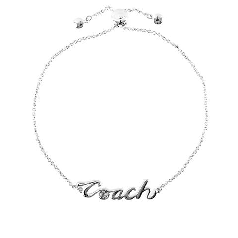 COACH 蔻馳 Logo 草寫標誌可調式手環(銀色) CD791 D4X