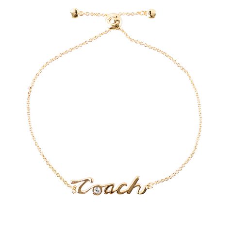 COACH Logo 草寫標誌可調式手環(金色) CD791 GLD