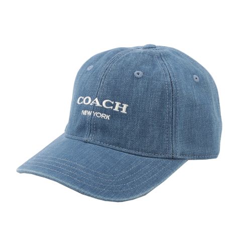 COACH 經典LOGO牛仔布漁夫帽(素面-牛仔藍), 其他皮件