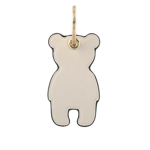 COACH 平滑皮革熊熊造型吊飾/鑰匙圈(白色)