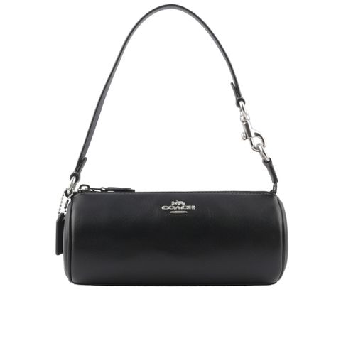 COACH 蔻馳 Nolita 銀字平滑小牛皮革圓筒手提包/手拿包(黑色)
