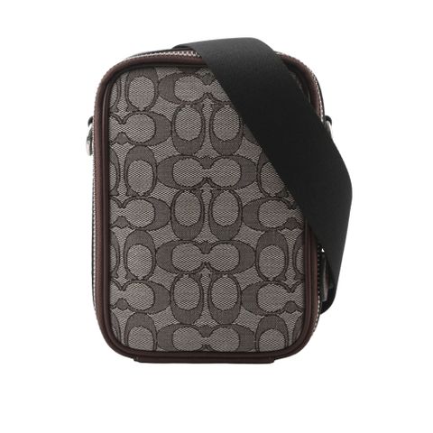 COACH Stanton CC Logo緹花布拼皮革斜背包(橡木/楓樹棕) CH097 SVS8S