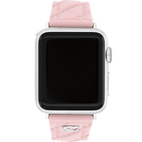 COACH Apple Watch 錶帶 38/40/41mm適用 粉紅色菱格紋矽膠錶帶 (不含手錶)