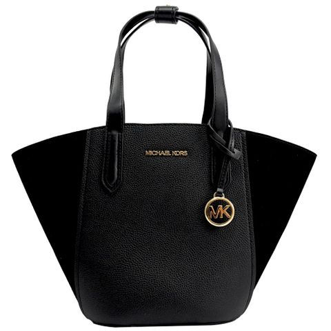 MICHAEL KORS PORTIA 絨面皮革手提肩背托特包.黑/小