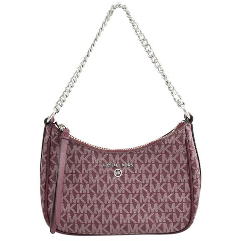 MICHAEL KORS Jet Set Charm 印花鍊帶肩背小提包.酒紅