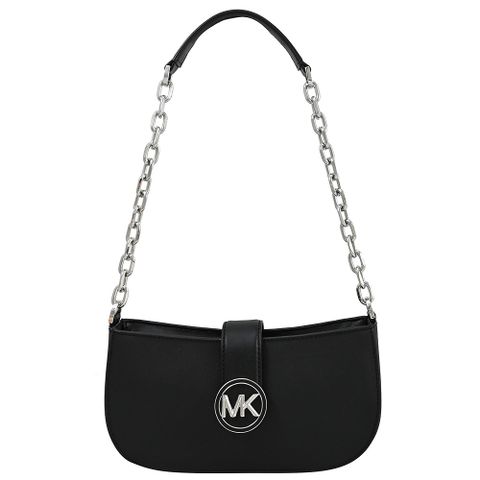 MICHAEL KORS CARMEN 金屬LOGO鍊條防刮肩背包.黑