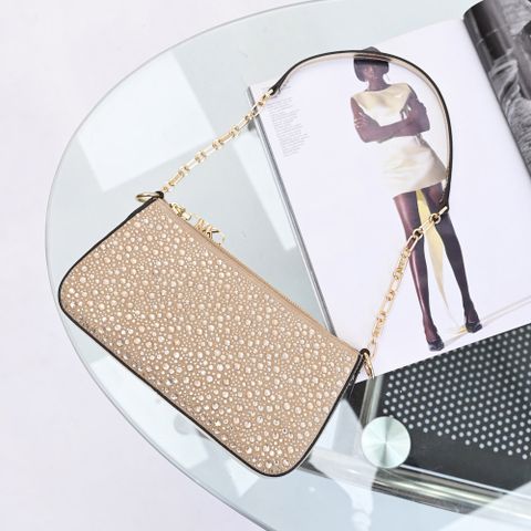 MICHAEL KORS EMPIRE 滿版水鑽皮革拉鍊單肩包.金邊