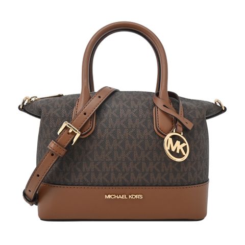 Michael Kors HYDE PVC滿版手提/斜背包-小/咖