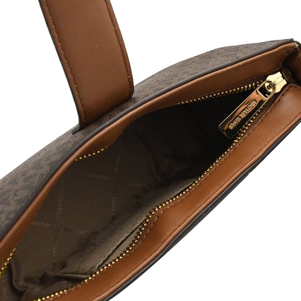 Michael Kors  CARMEN 印花LOGO鍊條防刮肩背包.咖/深咖