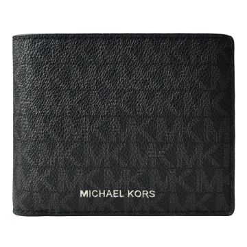 Michael Kors COOPER滿版男用對開短夾(附證件夾)-黑