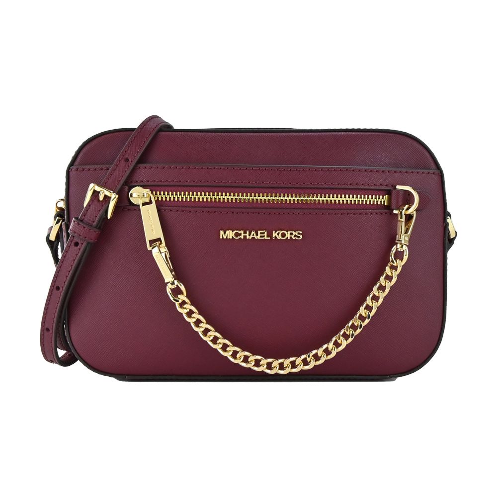 Michael Kors  MK掛鍊斜背相機包-大/桑葚紅