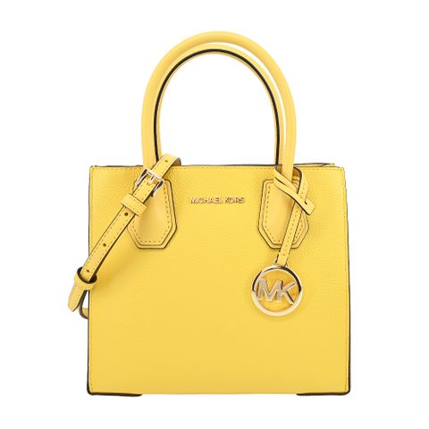 MICHAEL KORS MERCER荔枝紋手提/斜背三層兩用包-中/黃