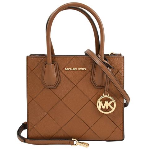 Michael Kors Mercer 編織格紋三層手提兩用包.咖