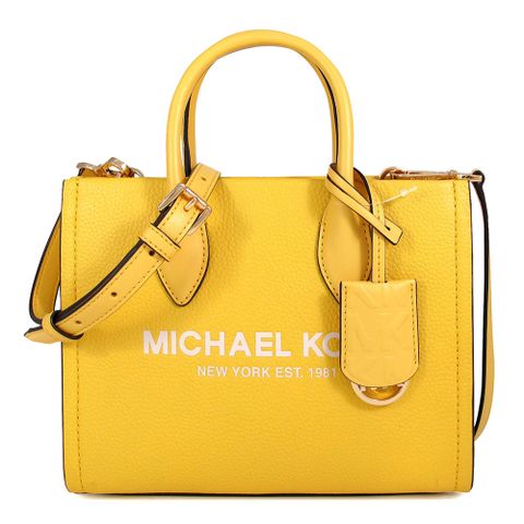 Michael Kors MIRELLA 水仙黃色鵝卵石紋皮革兩用包(小款)