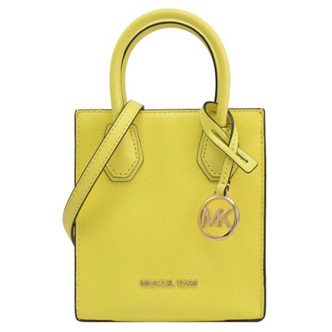MICHAEL KORS Mercer 素面荔枝紋迷你手提兩用包.太陽黃