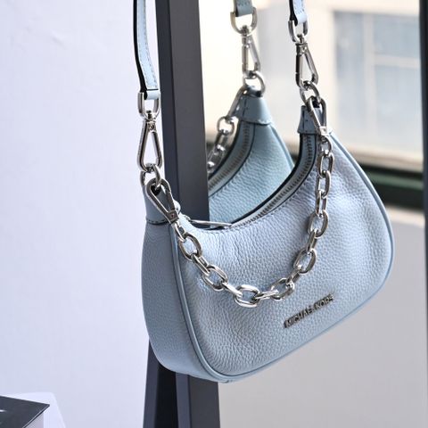 MICHAEL KORS CORA 經典荔枝皮革迷你兩用鍊帶包.天藍
