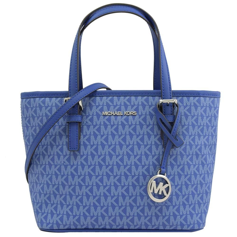Michael Kors  JET SET TRAVEL 印花手提兩用包.電藍