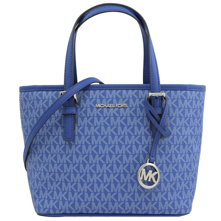 Michael Kors  JET SET TRAVEL 印花手提兩用包.電藍