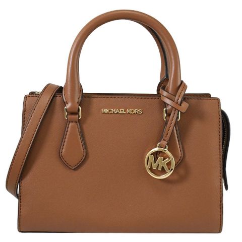 Michael Kors SHEILA 經典防刮三層手提兩用包.咖 小