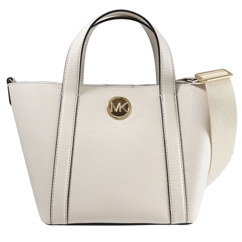 MICHAEL KORS HADLEIGH 金屬LOGO皮革兩用包.白