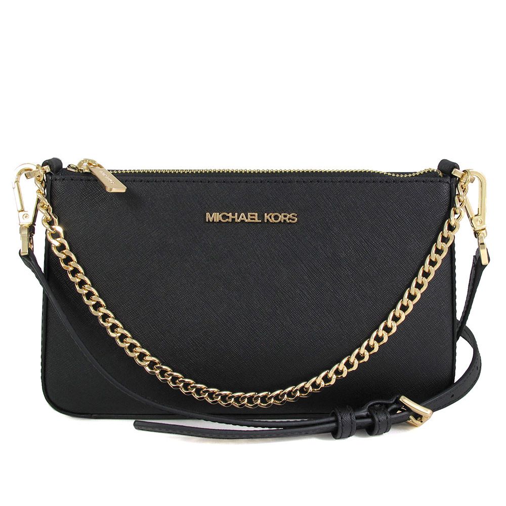 Michael Kors  JET SET TRAVEL 金字LOGO黑色防刮皮革兩用包