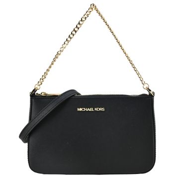 MICHAEL KORS 金字側鍊防刮斜背包-質感黑