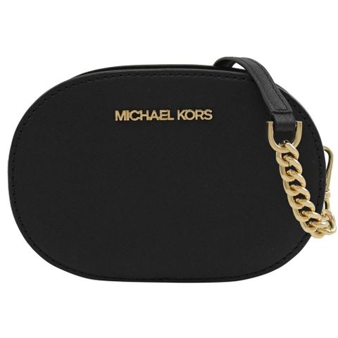 MICHAEL KORS JET SET TRAVEL防刮斜背小鍊包.黑