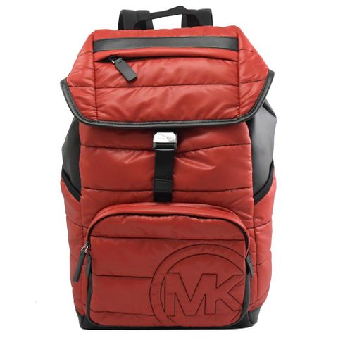 Michael Kors COOPER 素面尼龍皮飾邊商旅後背包.紅