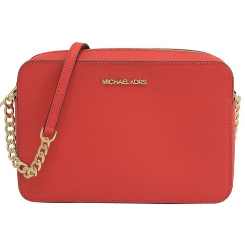 Michael Kors JET SET ITEM 經典鍊條斜背方包.珊瑚紅