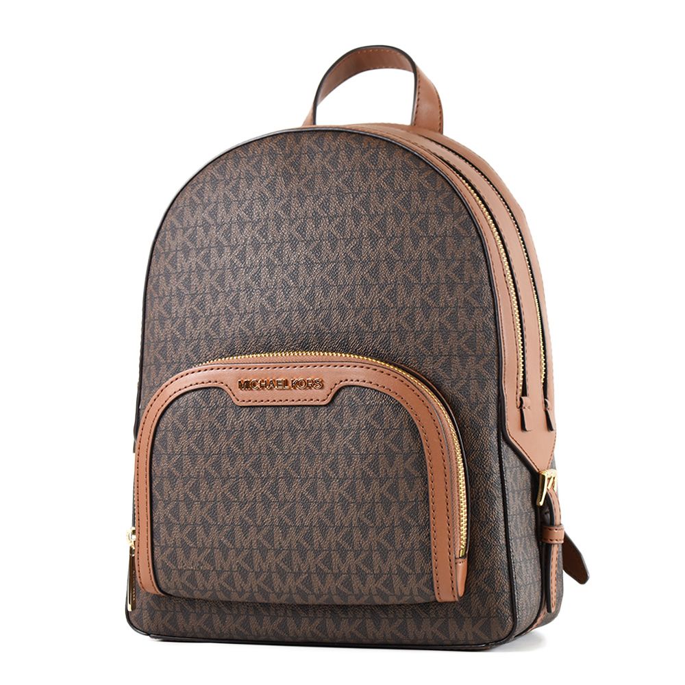 Michael Kors  JAYCEE 緹花LOGO防刮拉鍊後背包-咖啡色/中