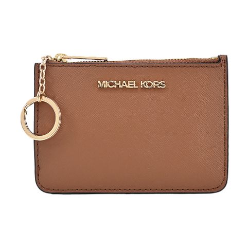 MICHAEL KORS JET SET防刮卡片夾層鑰匙零錢包-棕