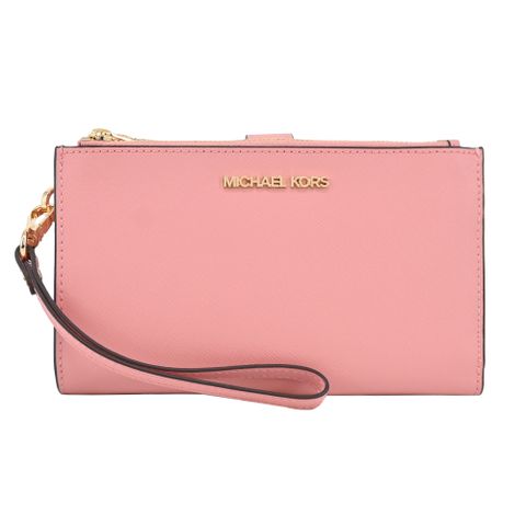 MICHAEL KORS JET SET防刮多功能手掛式中長夾-玫瑰粉