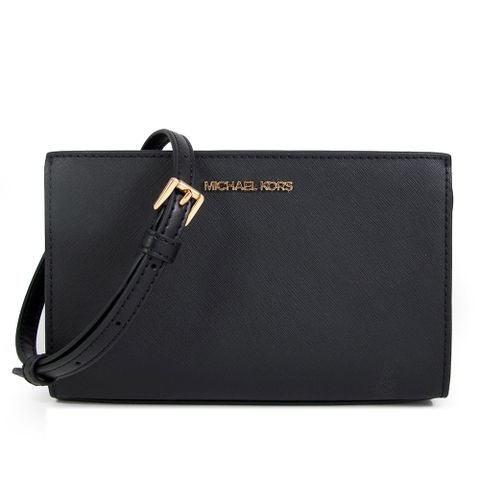 MICHAEL KORS SHEILA 金字Logo黑色防刮拉鍊斜背包