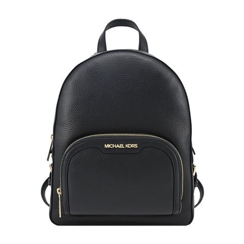 MICHAEL KORS JAYCEE金字荔枝紋拉鍊後背包-中/黑
