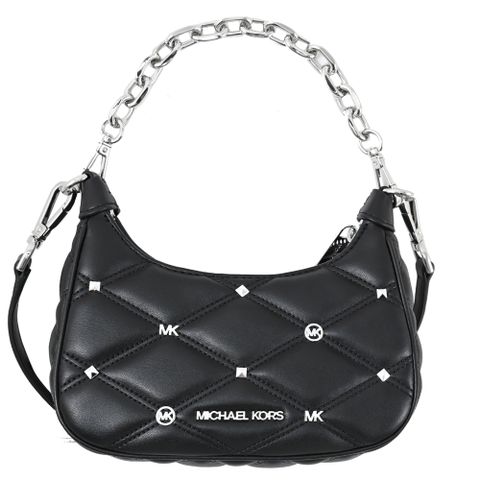 MICHAEL KORS CORA 個性鉚釘裝飾迷你兩用鍊帶包.黑