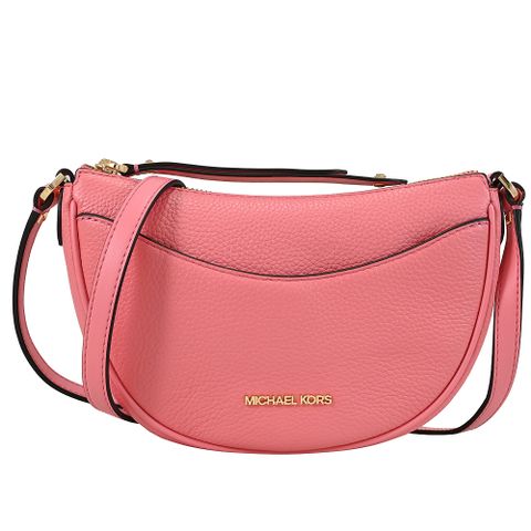 MICHAEL KORS DOVER 經典荔枝皮革斜背半月包.柔粉