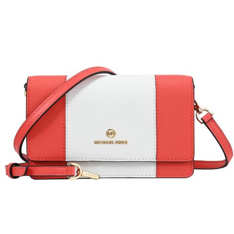 MICHAEL KORS Jet Set Charm 撞色防刮WOC斜背包.橘紅/白