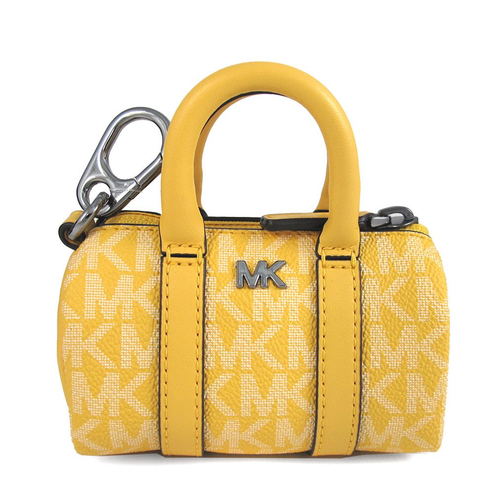 Michael Kors  GIFTING 銀字MK水仙黃色防刮滿版迷你波士頓小物包