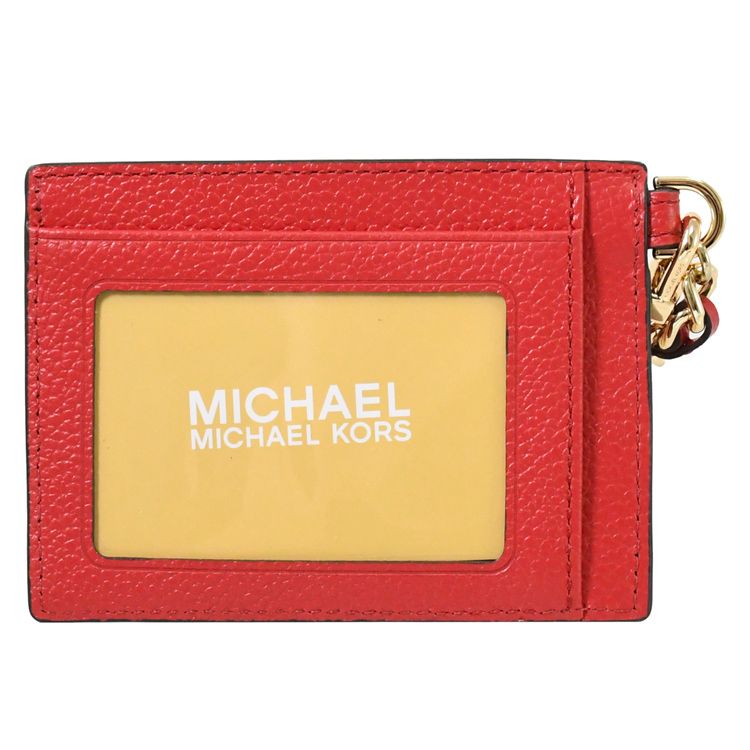 Michael Kors  Jet Set Charm 浮雕LOGO鍊條掛飾卡夾.赤紅