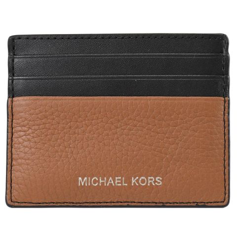 Michael Kors COOPER 經典荔枝皮革撞色隨身卡夾.黑/咖