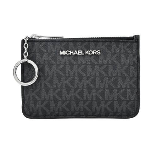 Michael Kors JET SET滿版卡片夾層鑰匙零錢包-黑