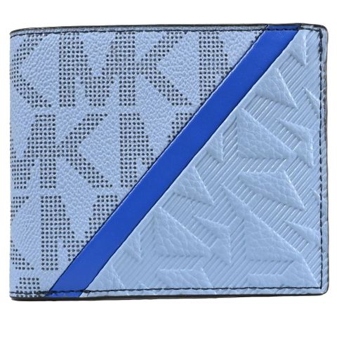 MICHAEL KORS COOPER 壓印LOGO八卡對開短夾.藍/寶藍