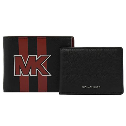 Michael Kors 【福利品】 COOPER MK LOGO印花附活動夾多卡短夾.黑