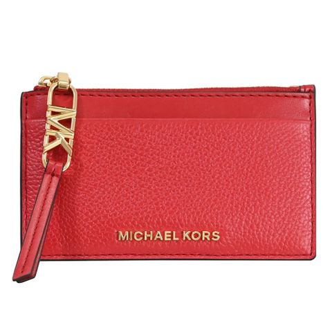 MICHAEL KORS EMPIRE 荔枝皮革卡片零錢包.紅