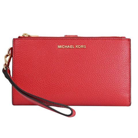MICHAEL KORS JET SET 荔紋手提式雙拉鍊長夾.紅