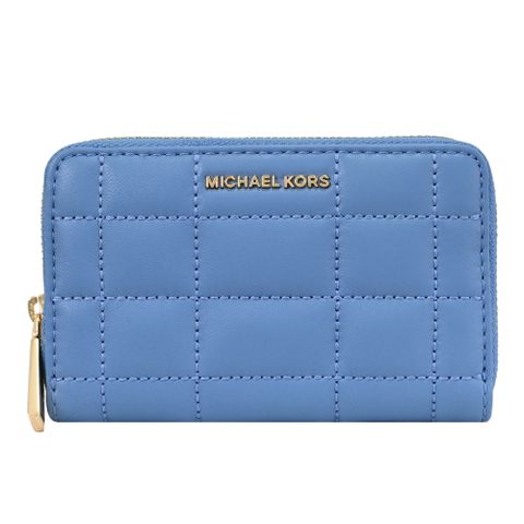 Michael Kors JET SET 質感車線拉鍊卡片零錢包.藍