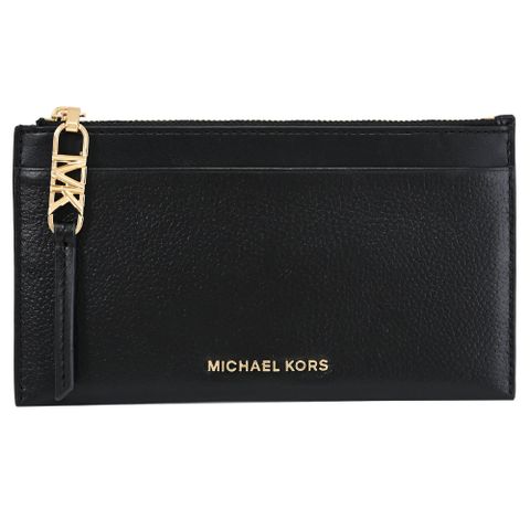 Michael Kors EMPIRE 荔枝皮革扁式多卡手拿/長夾.黑