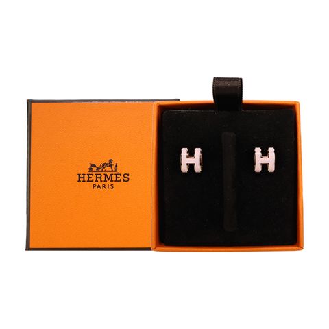 Hermes Mini Pop H earrings 經典H簍空耳環(粉/玫瑰金)